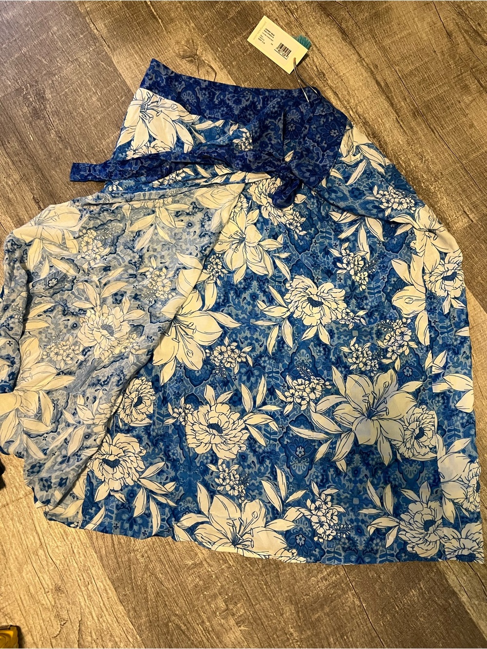 Johnny Was Blue and White Floral A-Line Skirt - Picture 6 of 6